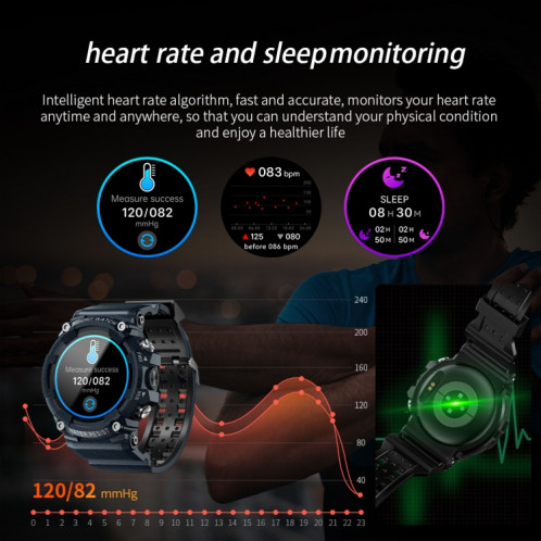 LOKMAT ATTACK 3 Montre intelligente de sport à écran TFT de 1,28 pouces, prise en charge des appels Bluetooth (bleu) SL514L1244-012