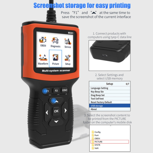 Détecteur de défaut de scanner de lecteur de code de voiture M301 9-18V OBD2 SH23671045-013
