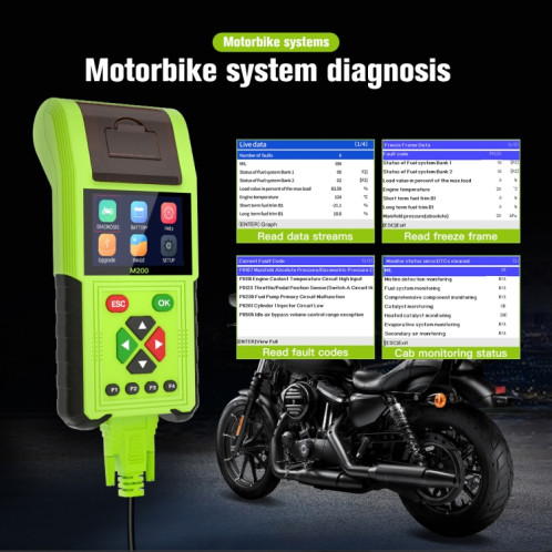 Instrument de diagnostic de motos JDiag M200 8V-30V OBD avec impression de données, version standard SH2423422-011