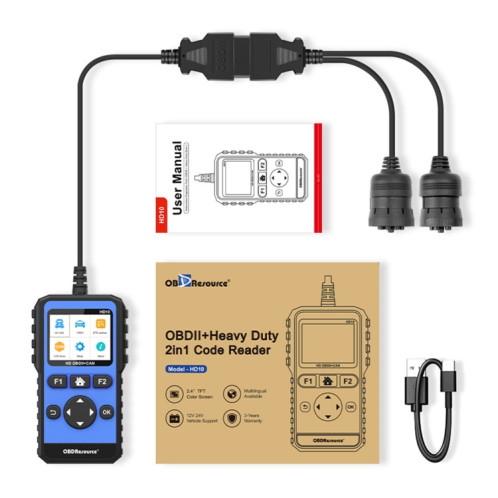 HD10 12V-24V 2 en 1 Outil de diagnostic complet des systèmes Scanner OBD2 / HDOBD / EOBD SH2428361-09