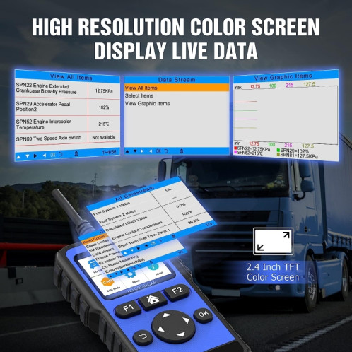 HD10 12V-24V 2 en 1 Outil de diagnostic complet des systèmes Scanner OBD2 / HDOBD / EOBD SH2428361-09