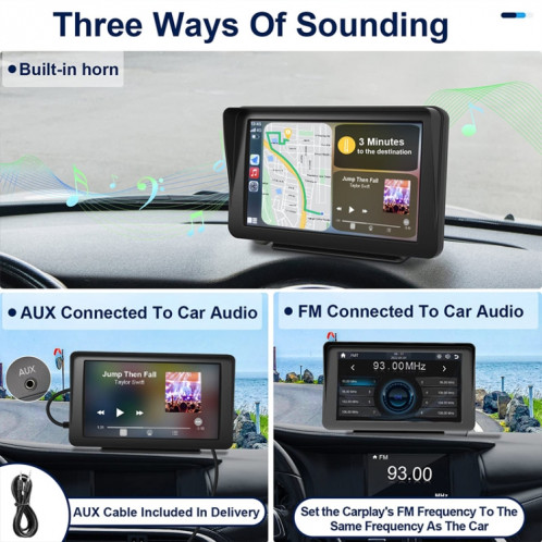 P701S 7 pouces Portable écran tactile sans fil navigateur de voiture intelligent CarPlay Bluetooth Image d'inversion SH29171904-06