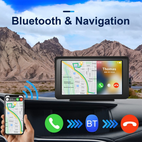 P701S 7 pouces Portable écran tactile sans fil navigateur de voiture intelligent CarPlay Bluetooth Image d'inversion SH29171904-06