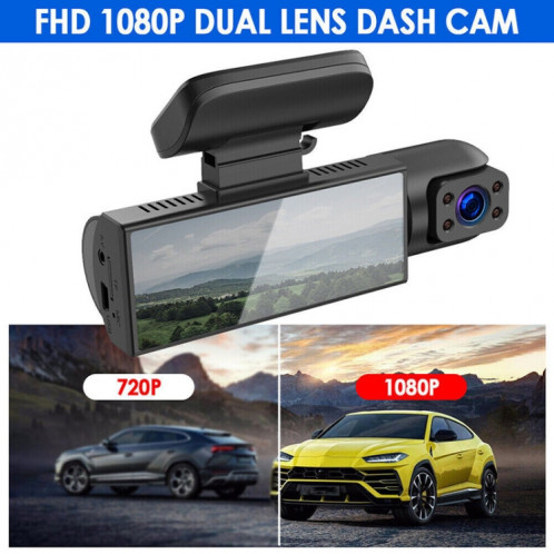 Enregistreur de conduite à double objectif avant et intérieur à vision nocturne HD 1080P de 3,16 pouces SH29211828-09
