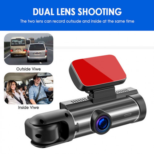 Enregistreur de conduite à double objectif avant et intérieur à vision nocturne HD 1080P de 3,16 pouces SH29211828-09