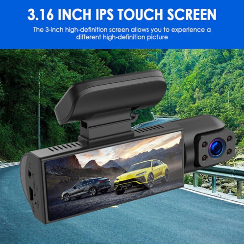 Enregistreur de conduite à double objectif avant et intérieur à vision nocturne HD 1080P de 3,16 pouces SH29211828-09
