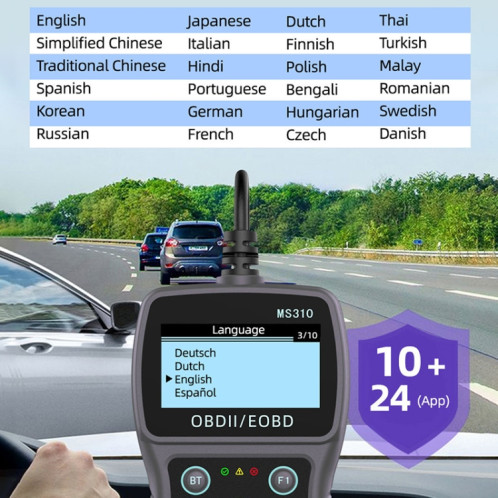 Testeur de batterie de voiture avec écran LCD MS310, détecteur de défauts ODB2 SH2972811-012