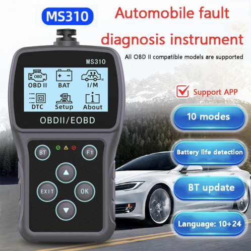 Testeur de batterie de voiture avec écran LCD MS310, détecteur de défauts ODB2 SH2972811-012