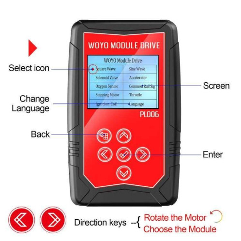 WOYO PL006 Testeur de composants automobiles hors ligne pour capteurs de maintenance et d'inspection automobiles Outils automobiles (noir rouge) SH87BR69-08