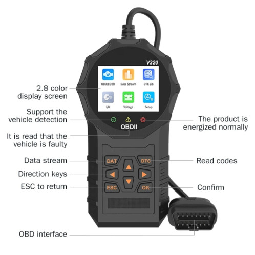Lecteur de Code d'effacement de défaut d'instrument de Diagnostic de voiture OBD2 de V320 SH74131327-012