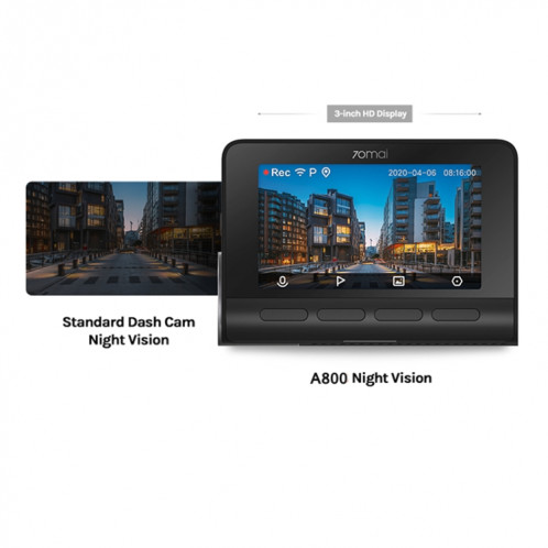  Caméra de tableau de bord Xiaomi 70mai A800S voiture à caméra unique 3 pouces 4K caméra de tableau de bord, prise en charge GPS et Vision nocturne, édition internationale SH9482720-07