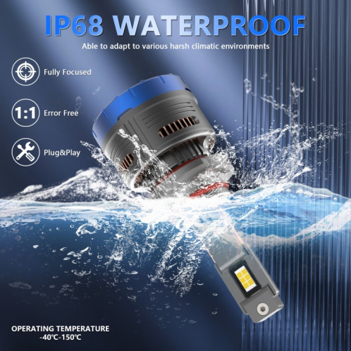 P13 1 paire 9006 / HB4 DC10-32V / 60W / 6000K / 6500LM phare LED en métal liquide de voiture SH98481682-08