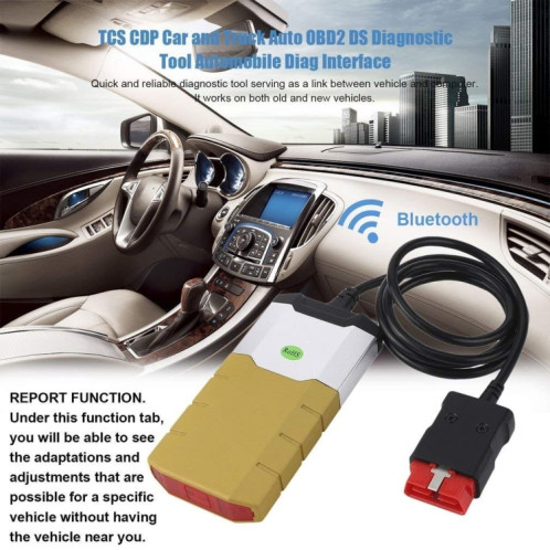 Câbles de diagnostic Bluetooth pour voiture, outil de diagnostic OBD2 en alliage d'aluminium Delphi DS150E (rouge) SH851R1736-05