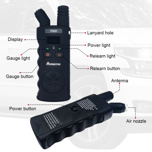 TPA01 150 PSI 2 en 1 manomètre numérique TPMS système de surveillance de la pression des pneus SH9853559-04