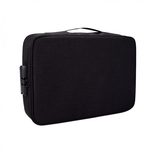 ZJ02 Polyester étanche Multi-couche Sac de stockage Sac d'ordinateur portable pour toutes tailles d'ordinateurs portables, avec verrou mot de passe (noir) SH141B366-013