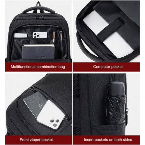 Sac à dos pour sac d'ordinateur portable en tissu Oxford CXS-610 Multifonctionnel (noir) SH221B1102-07