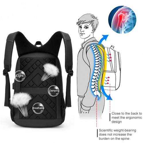 Sac à dos d'ordinateur portable Oxford multifonctionnel CXS-621 (noir) SH228B840-07