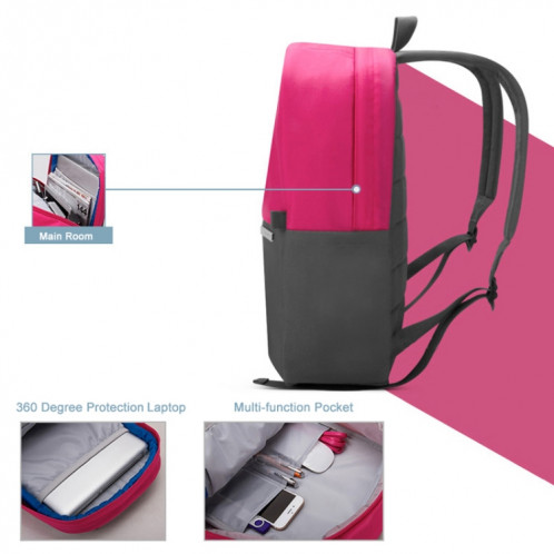 POFOKO XY Series 13,3 pouces Fashion Color Matching Multi-Function Backpack Computer Bag, Size: S (Rose Red) SP24RR1250-013