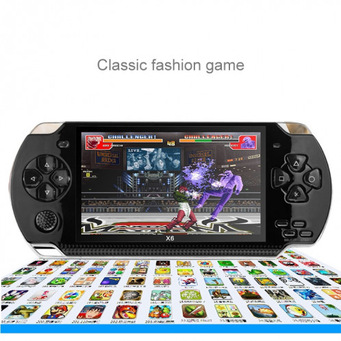 Console de jeu portable rétro avec écran de 6,3 pouces X6 de 4,3 pouces avec appareil photo 3MP, Jeux intégrés 10000, Supporte E-book / Enregistrement / Lecture de musique / Lecture de vidéos (Noir) SH368B154-012