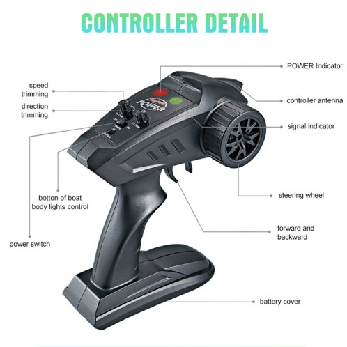 HongXunJie HJ806 2.4Ghz Refroidissement À L'eau Des Bateaux De Course À Grande Vitesse Avec Télécommande, Fonction Auto Flip, Distance De Contrôle De 200m (Rouge) SH491R1062-016