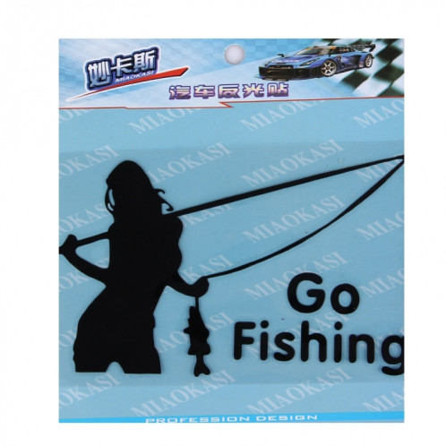 Autocollant réfléchissant de voiture Beauty Go Fishing Styling, taille: 14cm x 8.5cm (Noir) SH151B1546-04