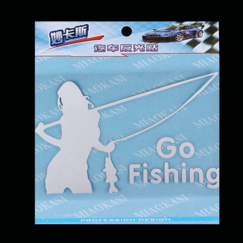 Autocollant réfléchissant de voiture Beauty Go Fishing Styling, taille: 14cm x 8.5cm (Argent) SH151S91-04