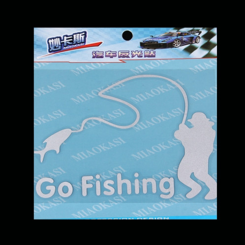 Autocollant réfléchissant pour voiture, style pêche, taille: 14cm x 9.5cm (Argent) SH152S1053-03