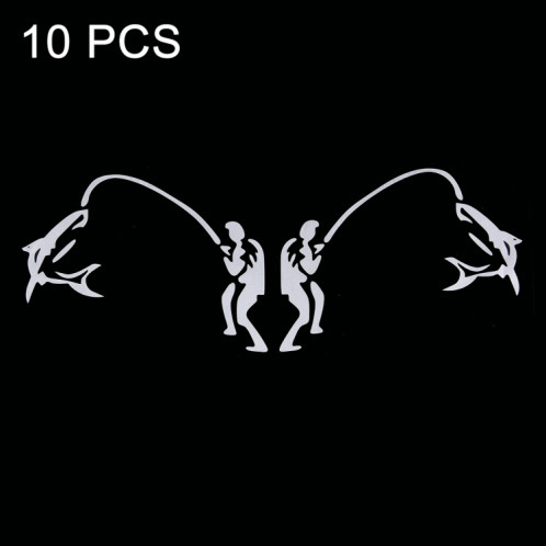 Autocollant réfléchissant de voiture, style pêche, double pêche, 10 PCS, Taille: 25cm x 9.5cm (Argent) SH153S1038-06