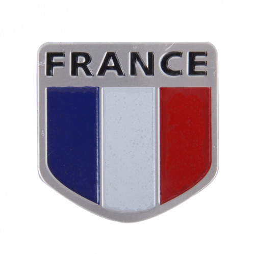 Autocollant décoratif d'insigne de voiture en métal de forme de bouclier de drapeau français SH0228575-05