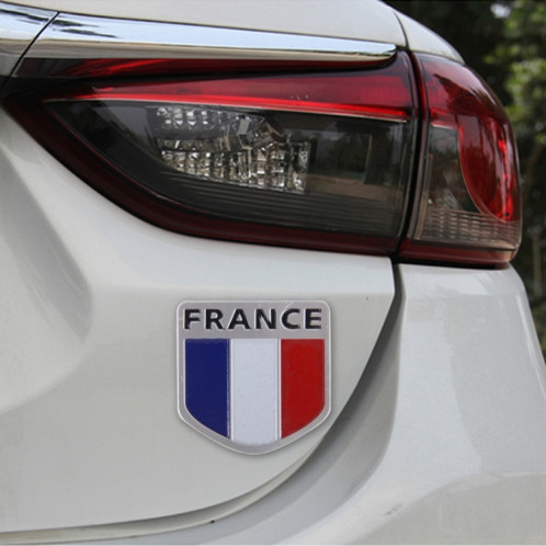 Autocollant décoratif d'insigne de voiture en métal de forme de bouclier de drapeau français SH0228575-05