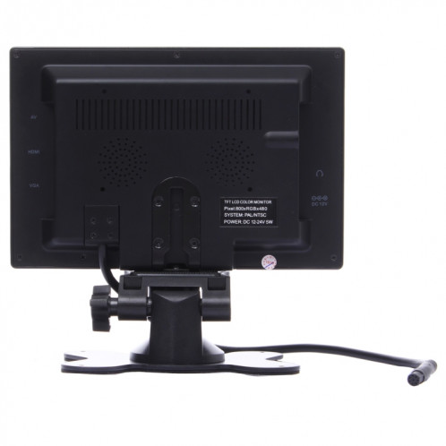 7,0 pouces 800 * 480 caméras de surveillance de voiture moniteur avec support d'angle réglable et télécommande, soutien VGA / HDMI / AV (noir) SH314B1765-09