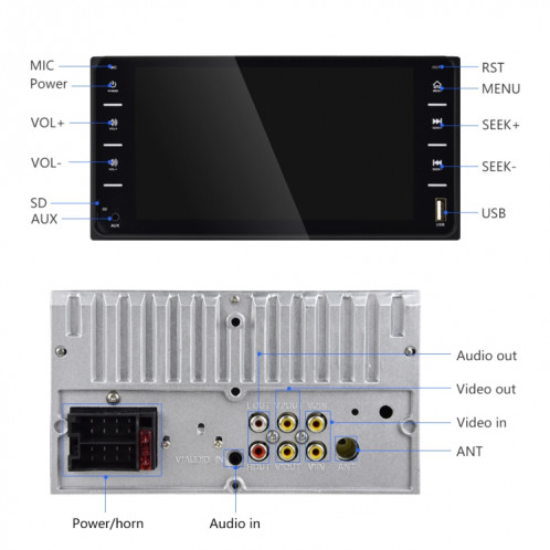 848V 16 Navigateur GPS de voiture à écran tactile multipoint de 7 pouces, prise en charge de la carte TF / lecteur USB / AUX / MP5 / liens miroir Android et iPhone (noir) SH407B1447-011