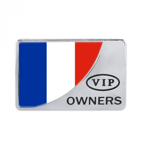 Universal Car France Flag Rectangle Forme Autocollant Décoratif en Métal VIP (Argent) SH478S971-06
