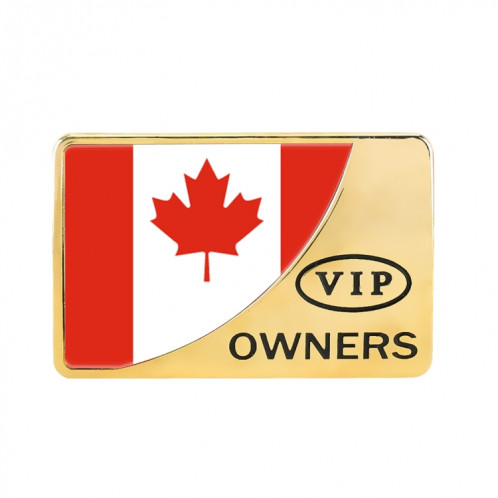 Autocollant décoratif en métal VIP en forme de rectangle de drapeau universel de voitures Canada (or) SH479J1124-06