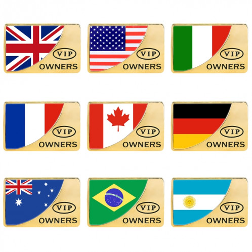 Autocollant décoratif en métal VIP en forme de rectangle de drapeau universel de voitures Canada (or) SH479J1124-06