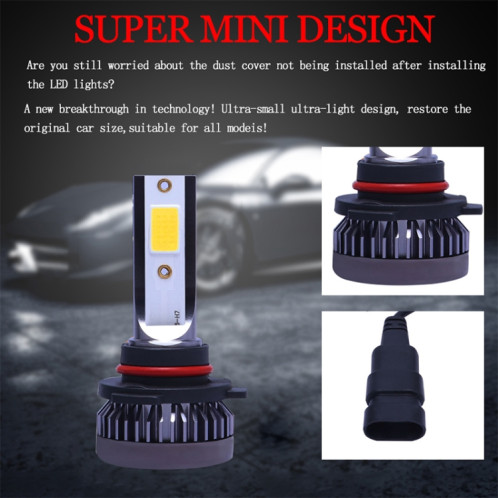 2 PCS 9005 DC9-36V / 36W / 3000K / 6000LM IP68 voiture / moto Mini COB LED phares lampes / antibrouillard (lumière dorée) SH08JL1014-015