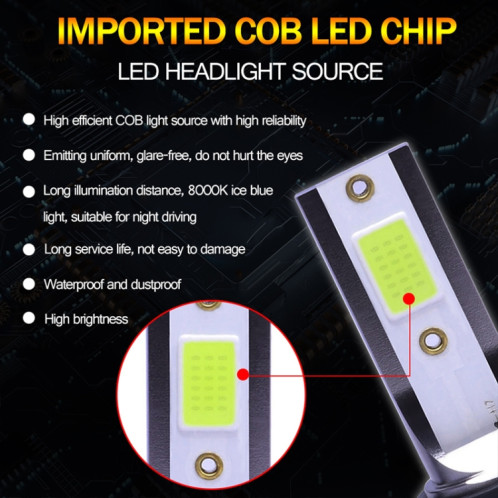 2 PCS H1 DC9-36V / 36W / 8000K / 6000LM IP68 voiture / moto Mini COB LED phares lampes / antibrouillard (lumière bleue glacée) SH43BB409-015