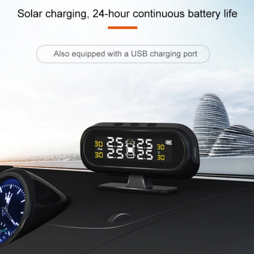 Moniteur externe de pneu externe de système d'alarme de pression de pneu de TPMS d'énergie solaire sans fil de voiture universelle SH07681297-08