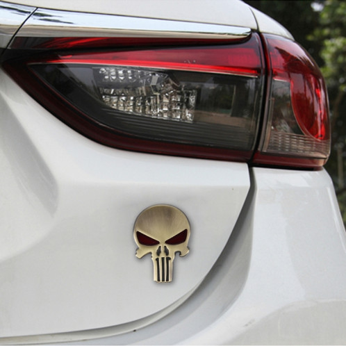 Autocollant de voiture en métal tête de mort avec yeux noirs SH08121948-06