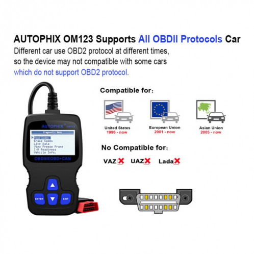AUTOPHIX OM123 voiture Portable OBD2 Scanner outil de Diagnostic de voiture OBD 2 Scanner automobile lecteur de Code EOBD (Orange) SH866E1808-016