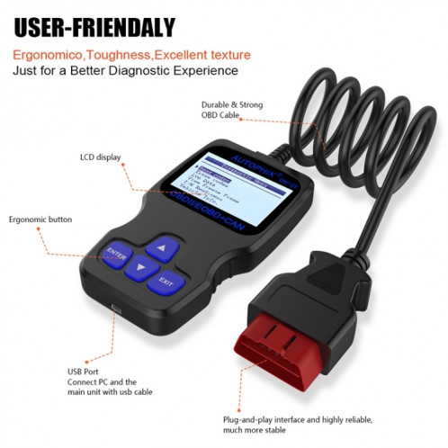 AUTOPHIX OM123 voiture Portable OBD2 Scanner outil de Diagnostic de voiture OBD 2 Scanner automobile lecteur de Code EOBD (Orange) SH866E1808-016