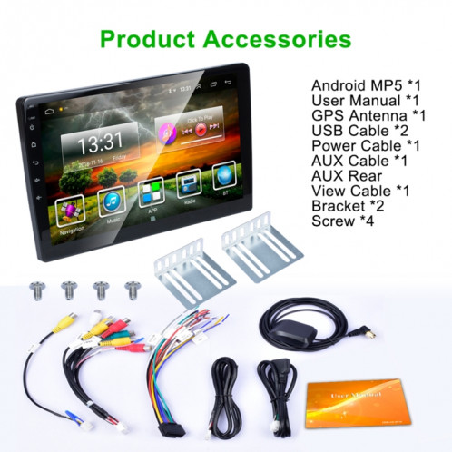 HD 9 pouces Universal voiture Android 8.1 Récepteur radio MP5 Player, Support FM & Bluetooth et TF Carte & GPS SH12531421-016