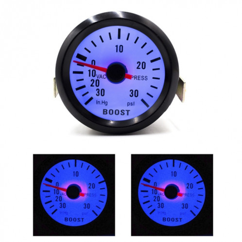 Jauge de suralimentation Turbo à lumière bleue LED modifiée par voiture universelle de 52 mm 12V SH1308226-05