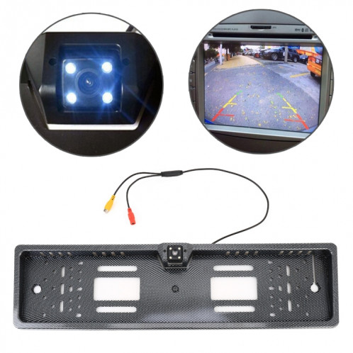 JX-9488 720x540 Pixel efficace NTSC 60HZ CMOS II Caméra de recul universelle en fibre de carbone pour voiture étanche avec 2W 80LM 5000K Lampe 4LED à lumière blanche, DC 12V, Longueur du fil: 4m SH15231866-07