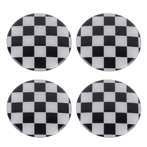 4 PCS Blanc Et Noir Autocollant De Voiture En Métal Grille Moyeu De Roue Cap Couverture De Centre Couverture SH1762904-07