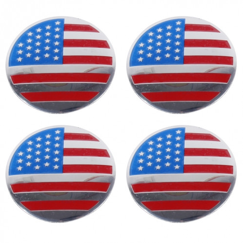 4 PCS USA Drapeau Autocollant De Voiture En Métal Moyeu De Roue Cap Couverture De Centre Couverture SH17651386-07