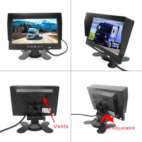 PZ612-AHD IP67 120 degrés voiture AHD 1080P 2 mégapixels 7 pouces Moniteur de rétroviseur 1 voie, Vision nocturne polychrome SH1865409-012