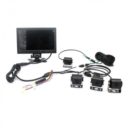 PZ612-4AHD IP67 120 degrés voiture AHD 1080P 2 mégapixels 10 pouces moniteur de rétroviseur 4 voies, vision nocturne couleur, avec fonction vidéo SH1866304-014