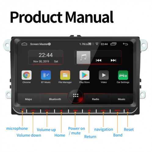 9093 HD 9 pouces Voiture Android 8.1 Récepteur radio Récepteur Radio MP5 Player pour Volkswagen, Support FM & Bluetooth & TF Carte & GPS & WiFi avec décodage SH18741421-020