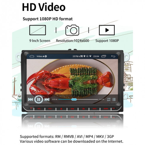 9093 HD 9 pouces Voiture Android 8.1 Récepteur radio Récepteur Radio MP5 Player pour Volkswagen, Support FM & Bluetooth & TF Carte & GPS & WiFi avec décodage SH18741421-020